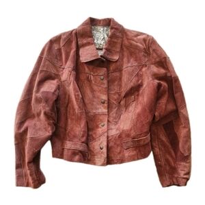 Vintage Women's Reddish Brown Patchwork Suede  Jacket Size Medium